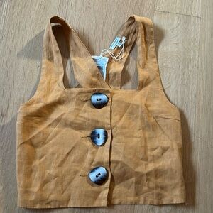 Mary Lawless Lee x Splendid cross back 100% linen tank